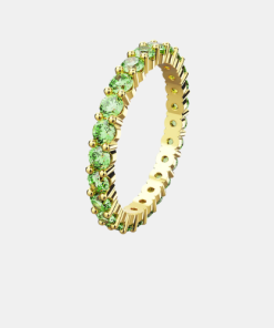Swarovski • Matrix ring Round cut, Green, Gold-tone plated