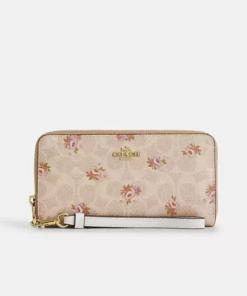 Coach • Long Zip Around Wallet In Signature Canvas With Floral Print