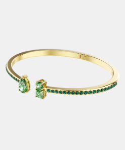 Swarovski • Matrix cuff Mixed cuts, Green, Gold-tone plated