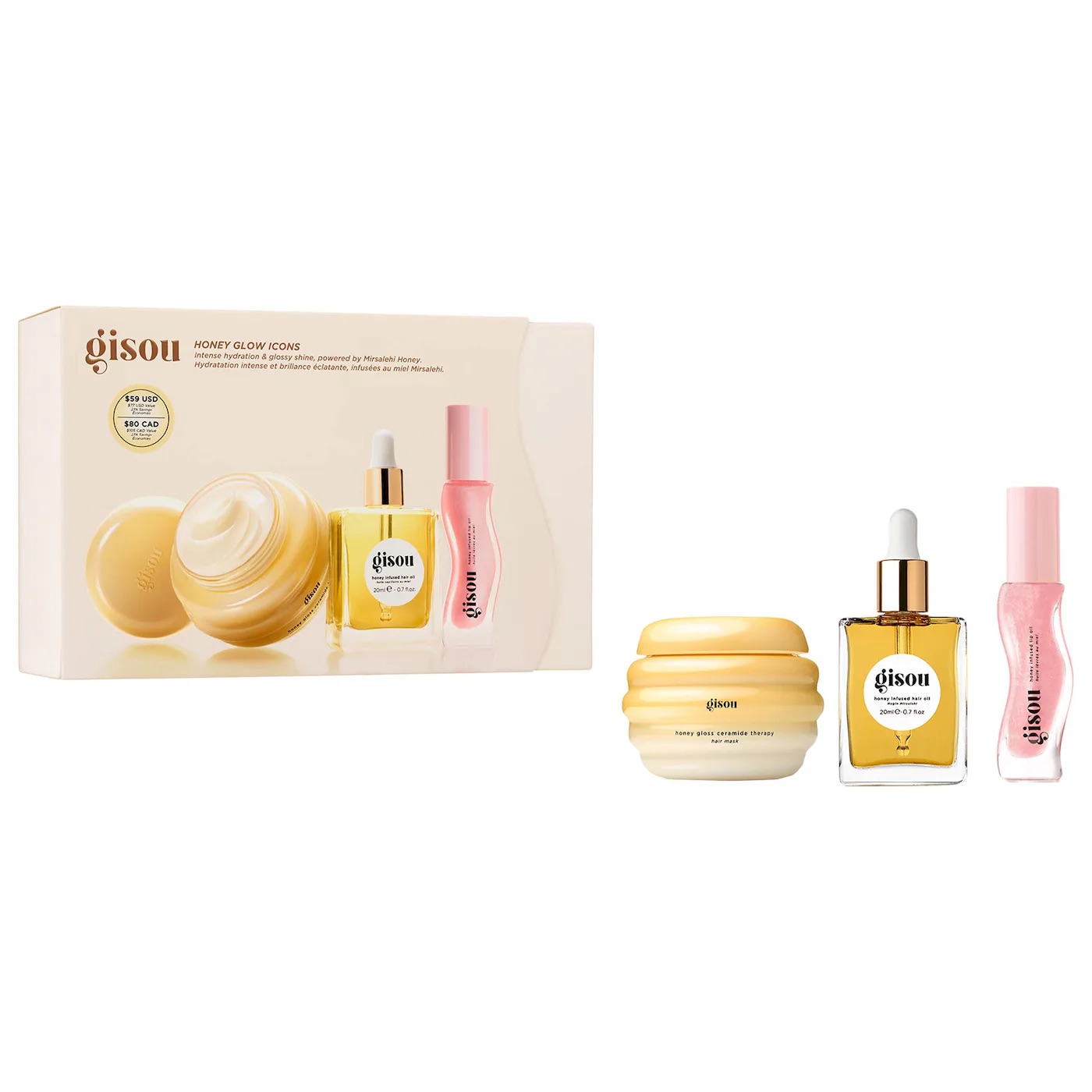 Gisou Honey Glow Icons Hair & Lip Set