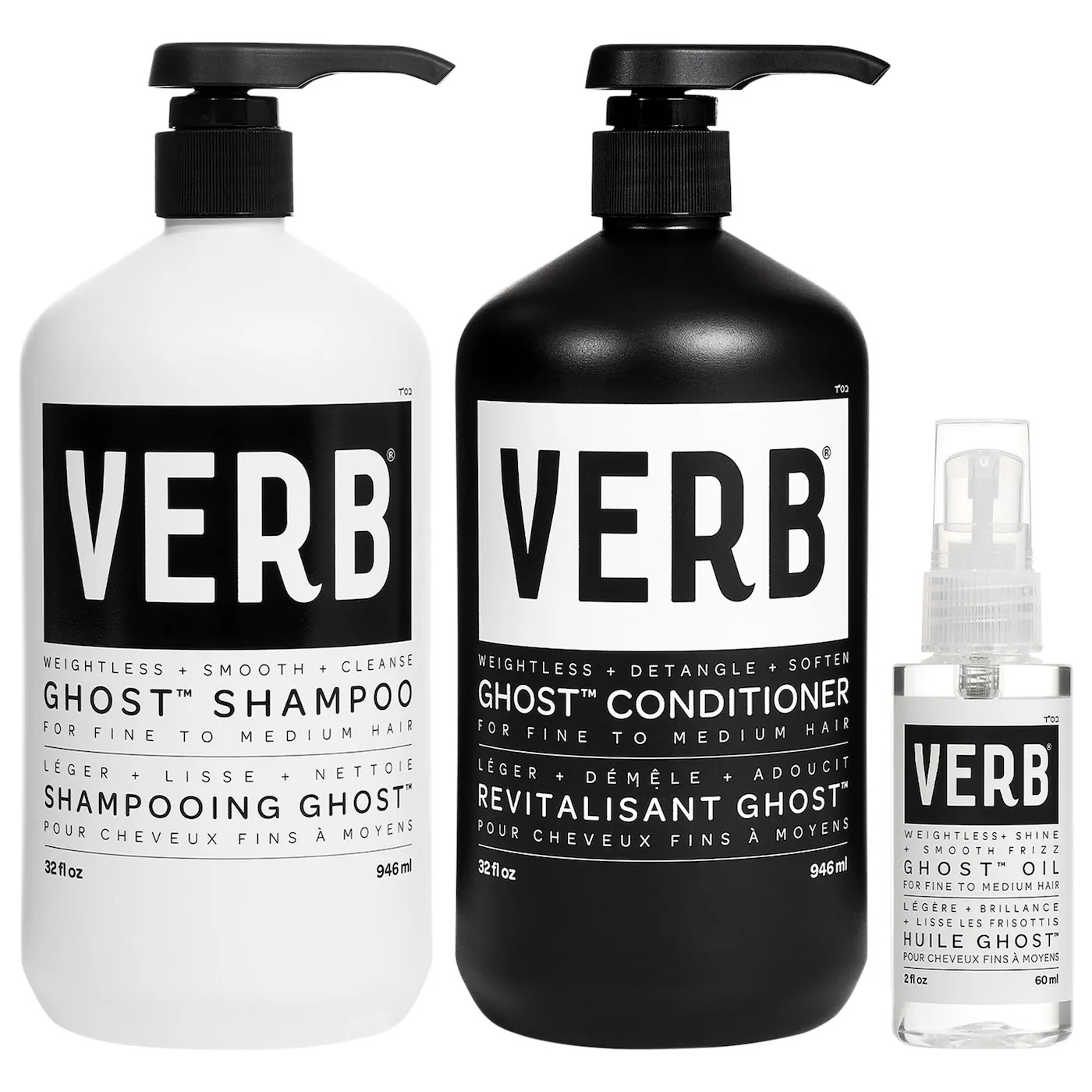 Verb Ghost Shampoo, Conditioner, and Hair Oil Gift Set