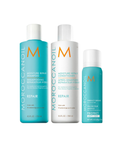 Moroccanoil  Moisture Repair Shampoo and Conditioner Set with Mini Perfect Defense Heat Protectant